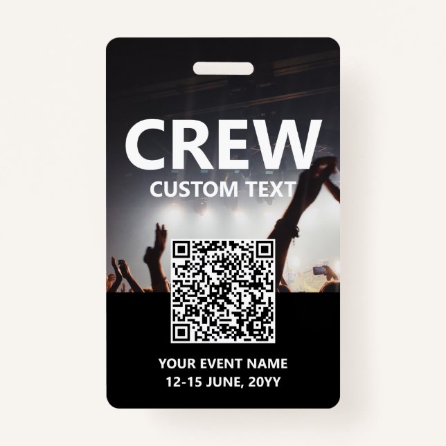 Badge Carte Qr Code Crew Access Pass Insigne d'événement (Devant)