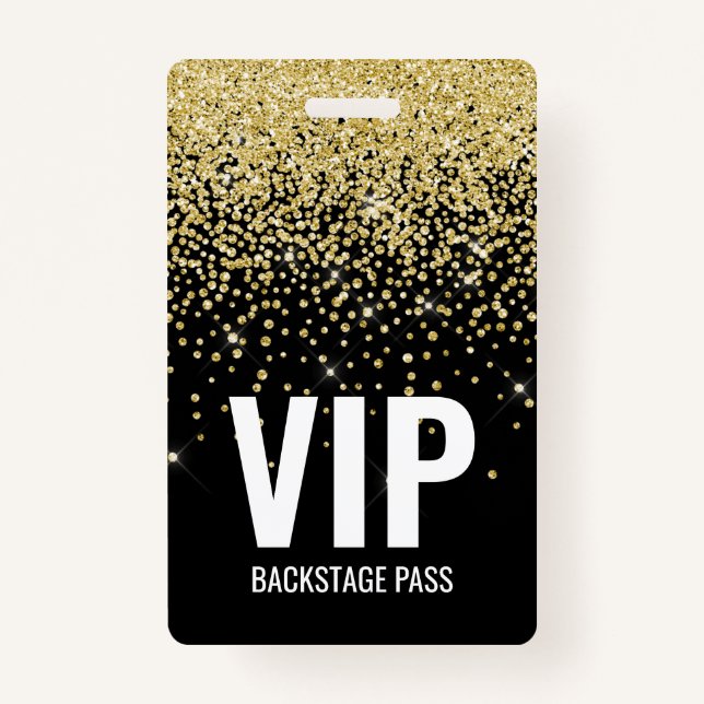 Badge Carte VIP Black Gold Parties scintillant avec code (Devant)