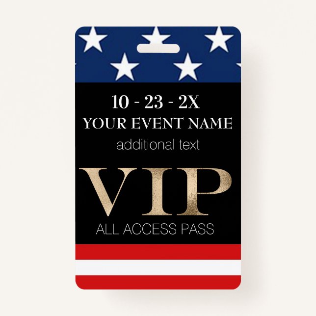 Badge Carte VIP de l'événement Flag américain (Devant)
