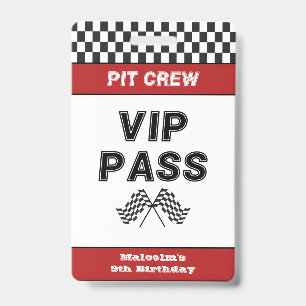 Badge Carte VIP d'équipage de fosse d'arrêt au stand pou