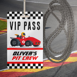 Badge Carte VIP d'équipage de pit pour fête d'anniversai