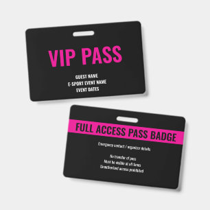 Badge Carte VIP Invité Minimaliste E-Sport Événement Ros