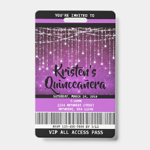 Badge Cartes d'invitation pour Quinceanera, Invitation S