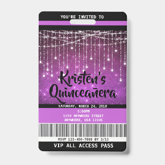 Badge Cartes d'invitation pour Quinceanera, Invitation S