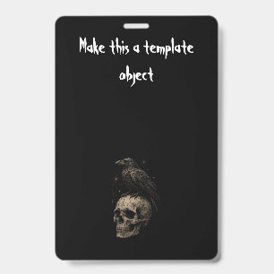 Badge Carton d'invitation Halloween vintage corbeau goth