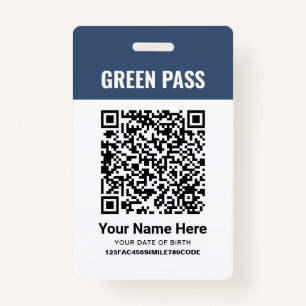 Badge Certificat de vaccination Green Pass PVC Navy Blue