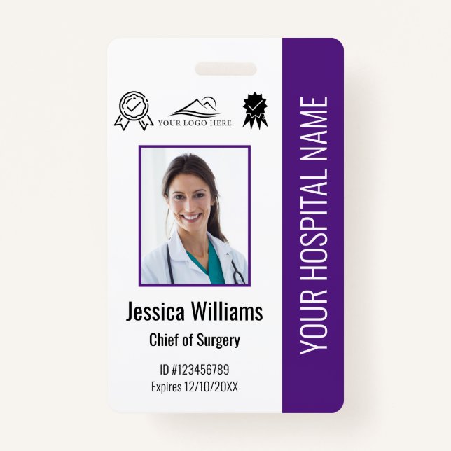 Badge Certificat photo de l'employé de l'hôpital ID pour (Devant)