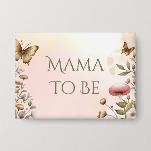 Badge Champignons et Fleurs Cottage Core Maman