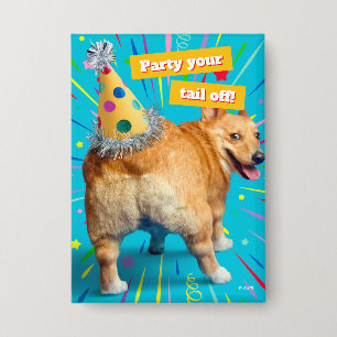 Badge Chapeau d'anniversaire Corgi Butt