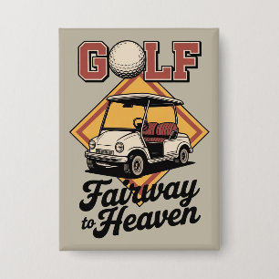 Badge Chariot de golf rétro Fairway To Heaver Golf drôle