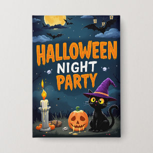 Badge Charmante Sorcière Chat Noir Fête d'Halloween de N