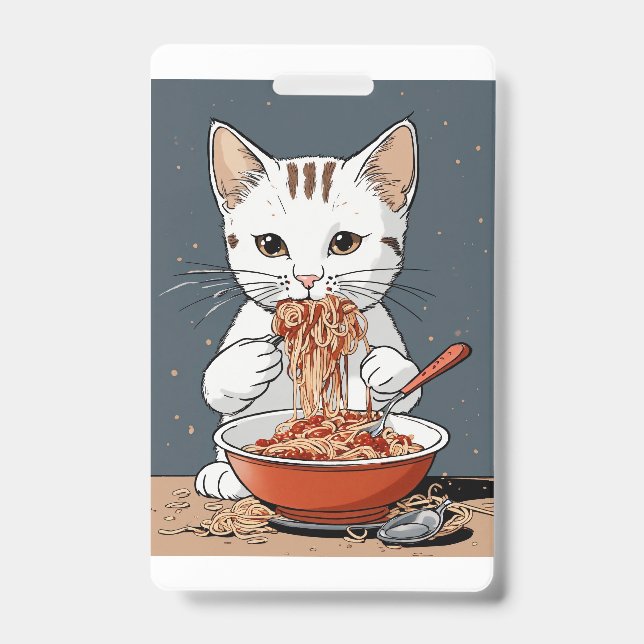 Badge Chat blanc drôle (Avant)