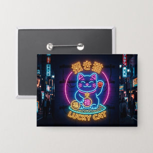 Badge Chat chanceux néon – Maneki Neko de rue japonais