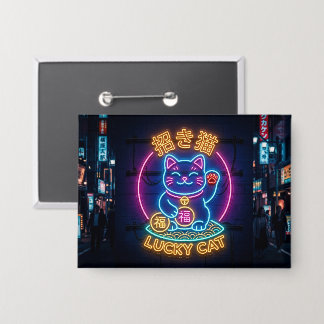 Badge Chat chanceux néon – Maneki Neko de rue japonais
