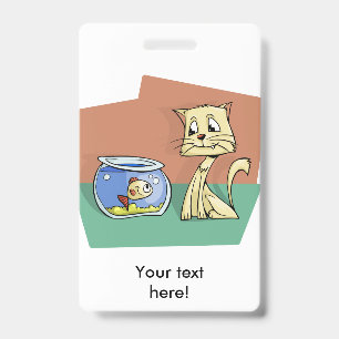 Badge Chat et cuvette de poisson