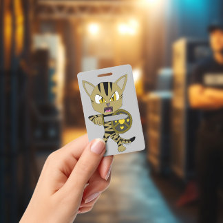 Badge Chat Guerrier Chibi