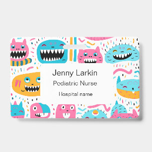 Badge Chat heureux et visages de monstre
