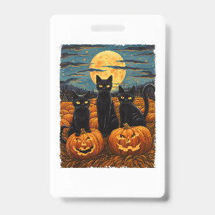 Badge Chat noir Halloween Amoureux de les chats Starry N