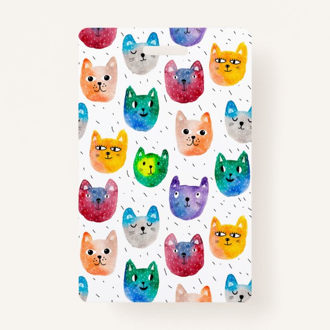 Badge Chats aquarelles et amis (Devant)