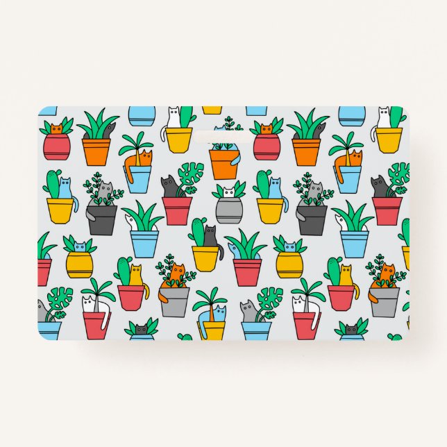Badge Chats dans les pots à fleurs (Devant)