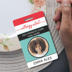 Badge Chef d'alerte d'allergie alimentaire de photo pers