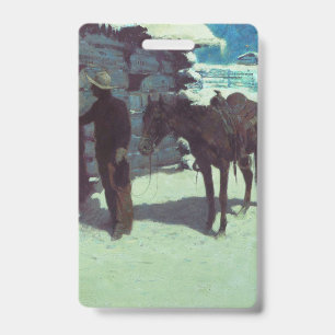 Badge Cheval et Cowboy neige hivernale