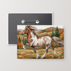 Badge Cheval islandais Freya en forêt automnale