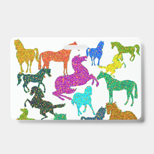 Badge Chevaux Arc-en-Ciel - "Folle de chevaux !" (Avant)