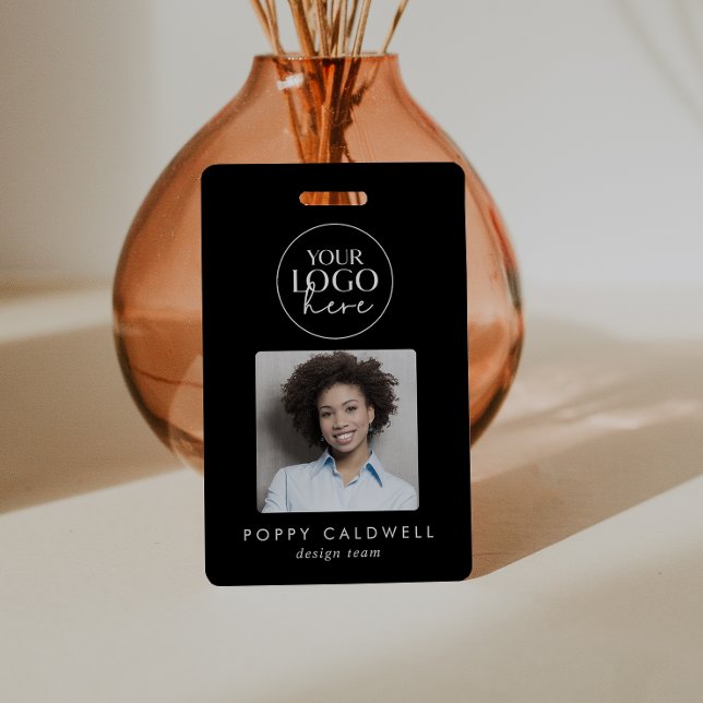 Badge Chic Black Logo Photo QR Code Business ID (Créateur téléchargé)