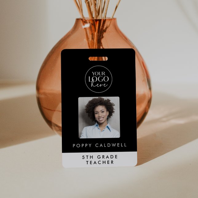 Badge Chic Black Typographie Logo Photo Employé Professe (Créateur téléchargé)