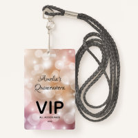 Chic Blush Pink Bokeh Quinceañera Invitation VIP P