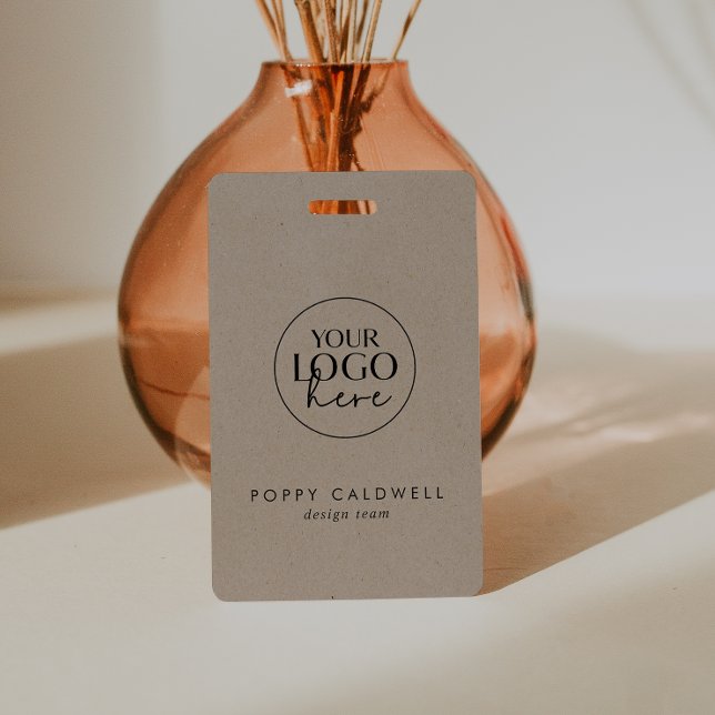 Badge Chic Faux Kraft Logo Code QR Carte d'identité de l (Créateur téléchargé)