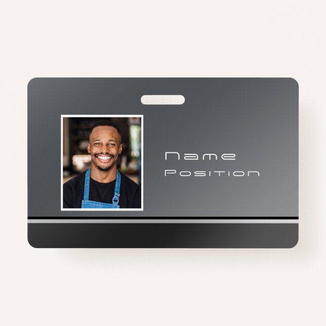 Badge Chic moderne entreprise argent noir (Devant)