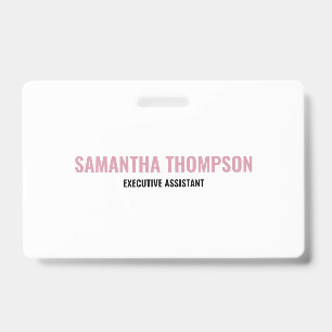 Badge Chic Moderne Rose, Blanc & Noir