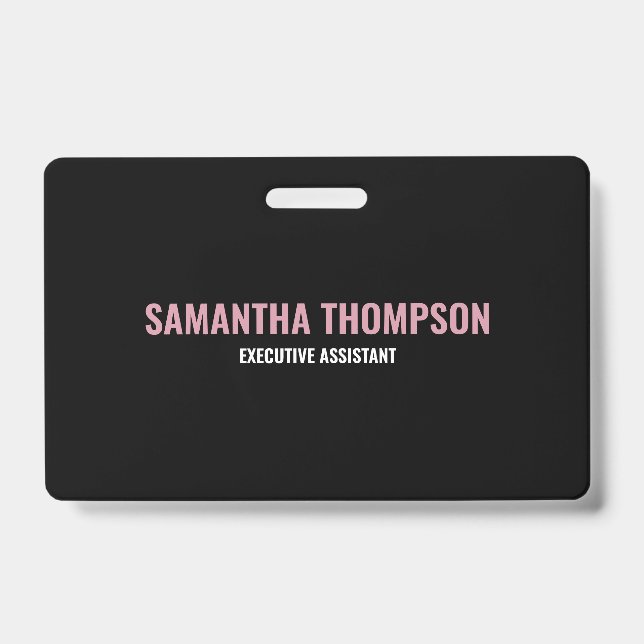 Badge Chic Moderne Rose, Blanc & Noir  (Avant)