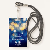 Chic Navy Gold Bokeh Quinceañera Invitation VIP Pa