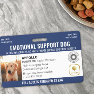 Badge Chien de Service Bleu Marine 2 Logo & Photo ID