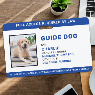 Badge Chien de service personnalisé Photo Guide de chien