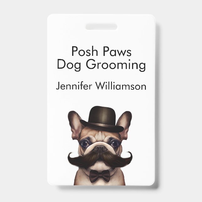 Badge Chien Groomer Funny QR Code (Front)