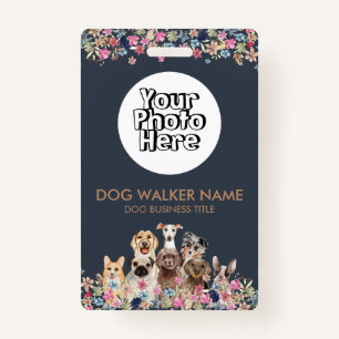 Badge Chiens Cute Floral Aquarelle Photo
