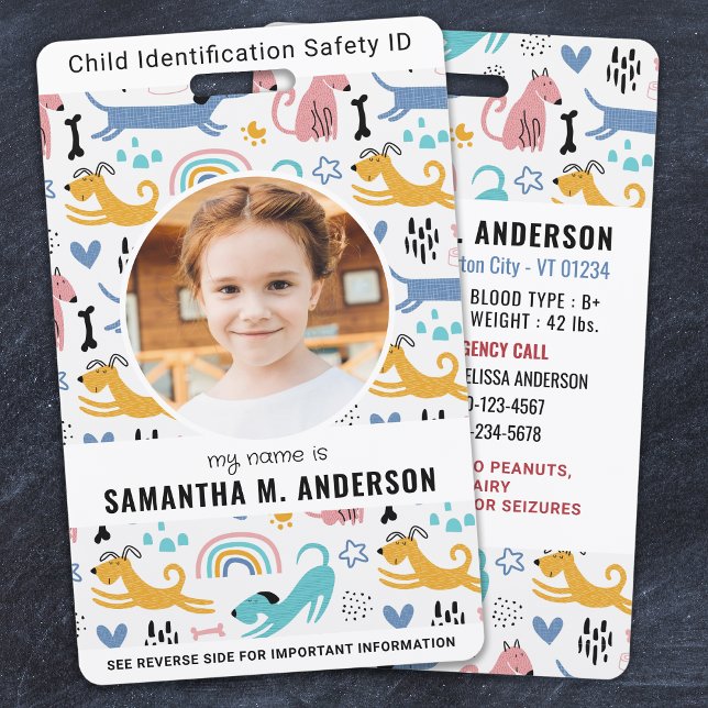 Badge Chiens jolies personnalisées Photo d'urgence ID en (Créateur téléchargé)