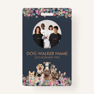 Badge Chiens mignonne photo florale