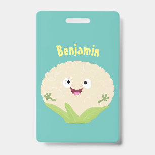 Badge Chou-fleur de dessin animé mignon et heureux