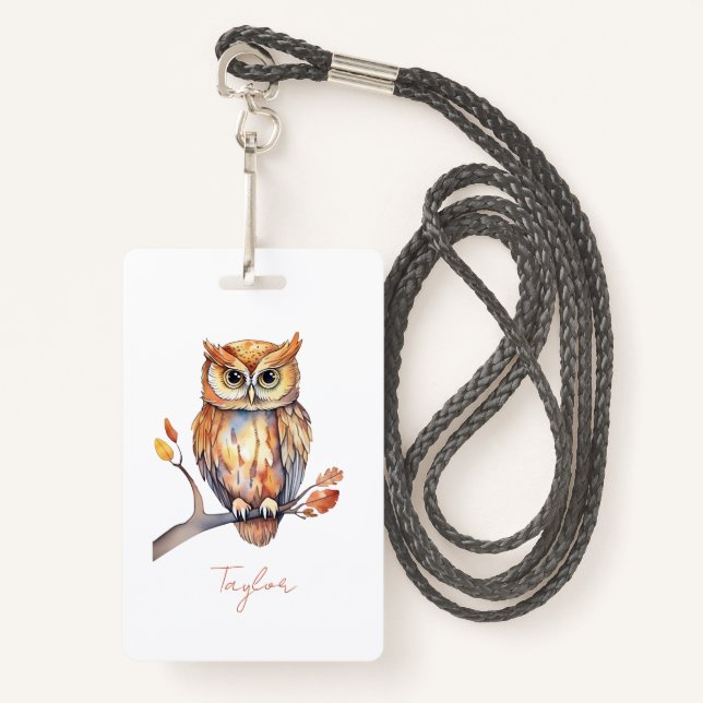 Badge Chouette personnalisée (Devant avec lanière)