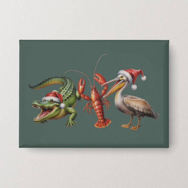 Badge Christmas Alligator Pelican Crawfish Goose Animal (Recto)