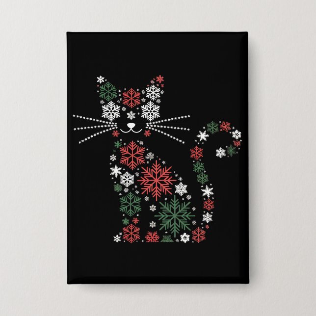 Badge Christmas Cat Made up Snowflakes Funny Cats (Recto)