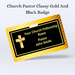 Badge Church Pastor Classy Or Et Noir