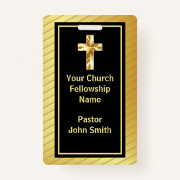 Badge Church Pastor Classy Or Et Noir