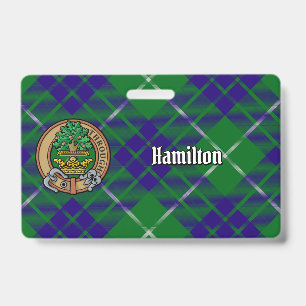 Badge Cimier du clan Hamilton sur tartan de chasse