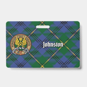 Badge Cimier du Clan Johnston sur tartan